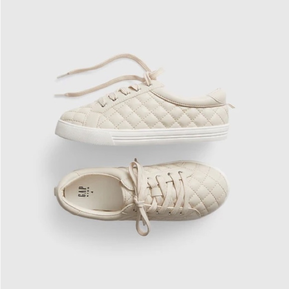 Gap Quilted Cream Sneakers Little Girl Size 2